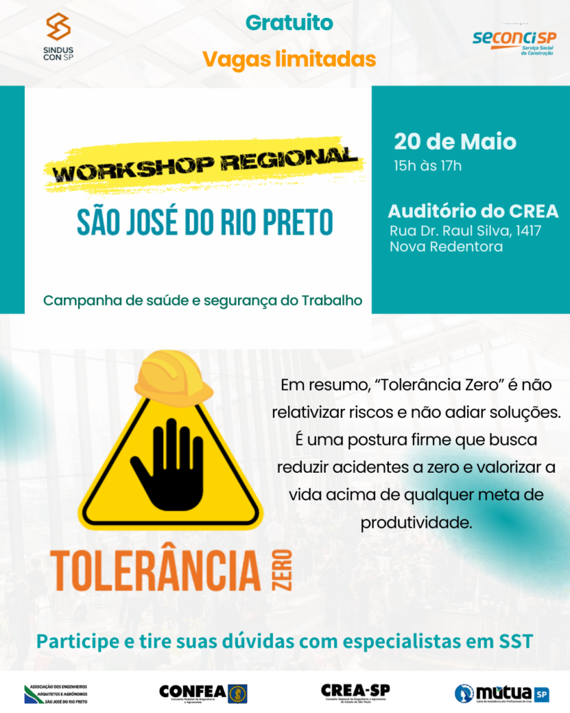 Associação dos Engenheiros recebe evento gratuito sobre Segurança do Trabalho e Cultura Preventiva em Rio Preto