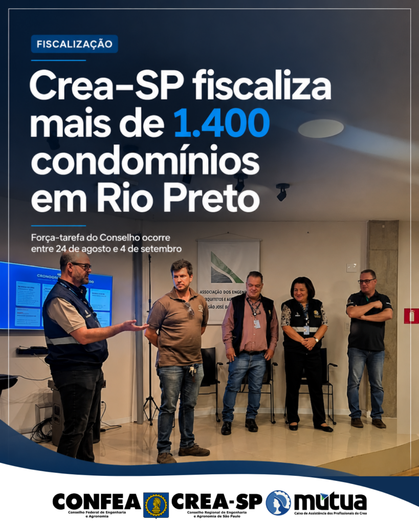 Crea-SP inicia fiscalização em mais de 1.400 condomínios de Rio Preto Crea-SP inicia fiscalização em mais de 1.400 condomínios de Rio Preto