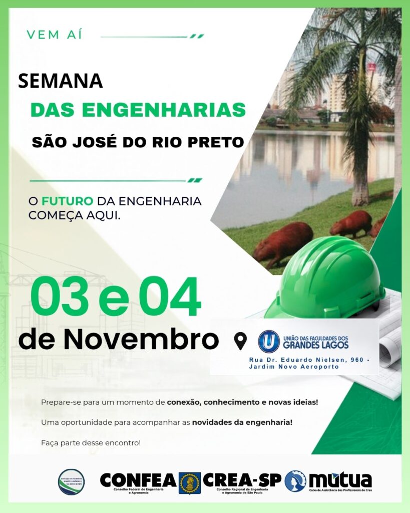 Semana das Engenharias de São José do Rio Preto reúne profissionais e estudantes na UNILAGO Semana das Engenharias de São José do Rio Preto reúne profissionais e estudantes na UNILAGO